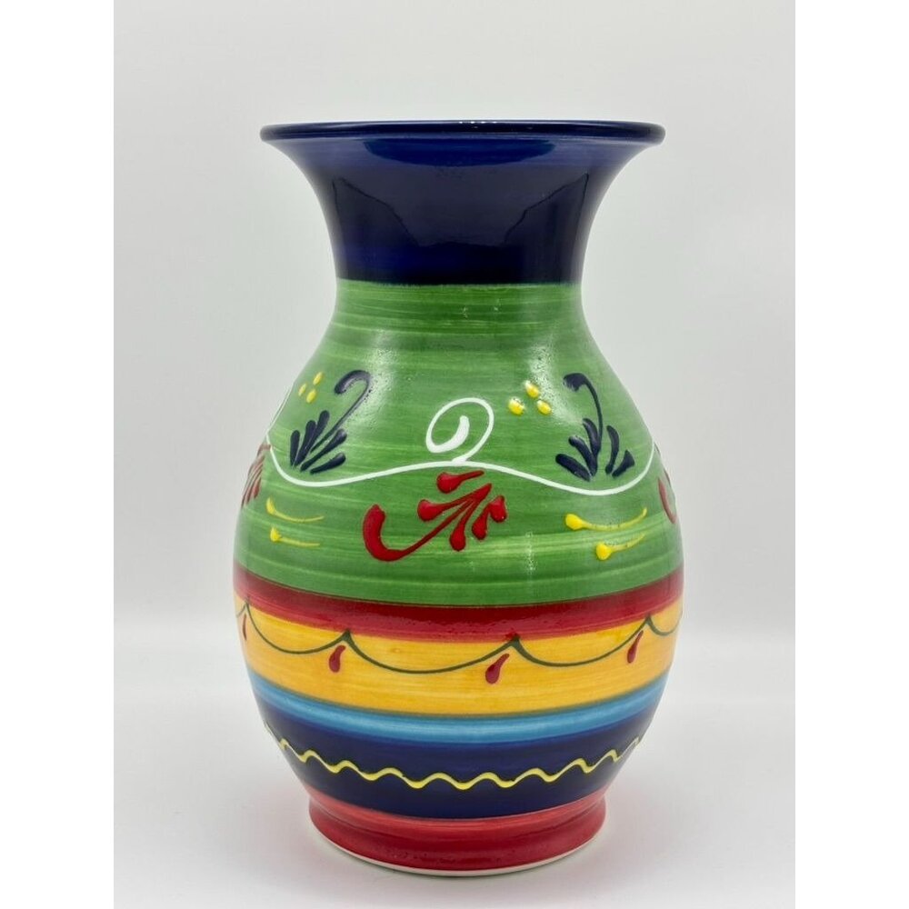 Padilla Padilla CPP Large Vase Hand Painted Made in Spain Colorful 9-1/4" Height